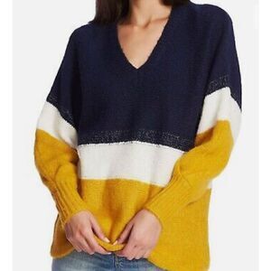 1. State Color Block in Navy, White & Mustard with Sparkle NWT Size XS